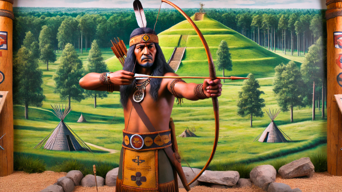 animated missisipian holding a bow and arrow